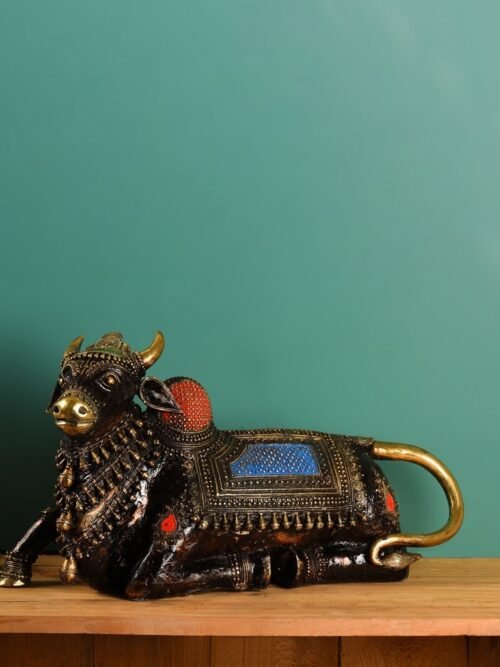 Antique Blue Nandi Bastar Art