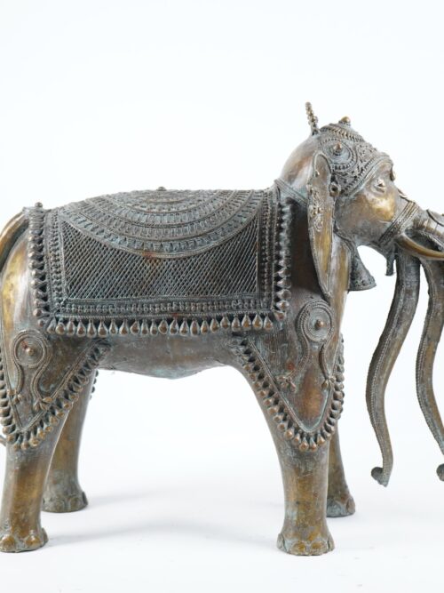 Dhokra Art Elephant Three Trunk