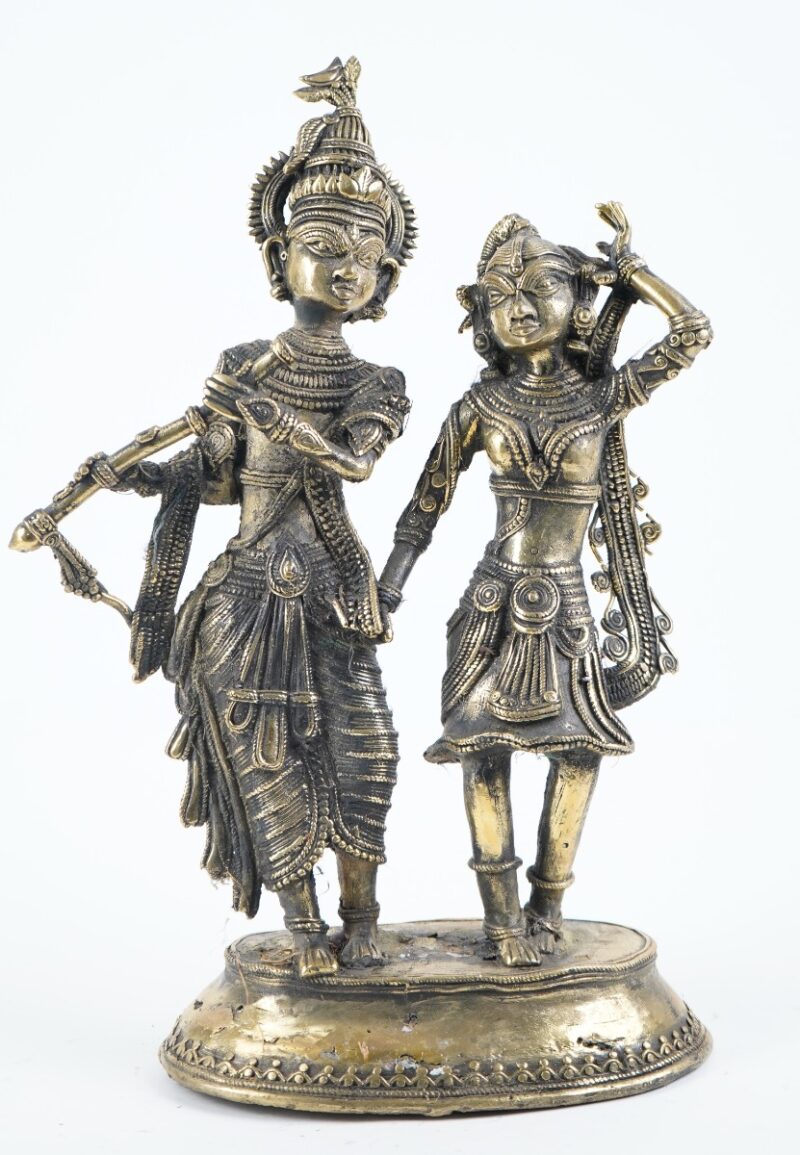 Dhokra Art Krishna Radha Statue