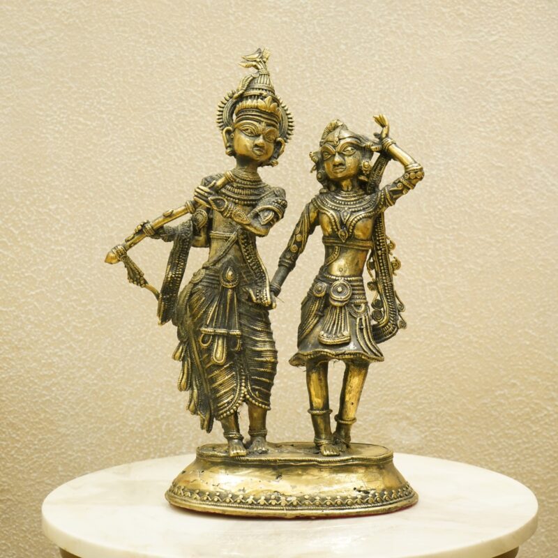Dhokra Art Krishna Radha Statue