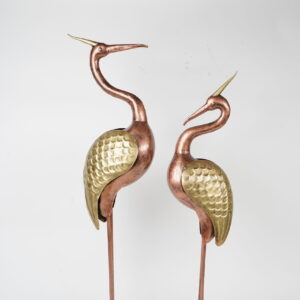 METAL CRANE W/ CROWN IN PAIR