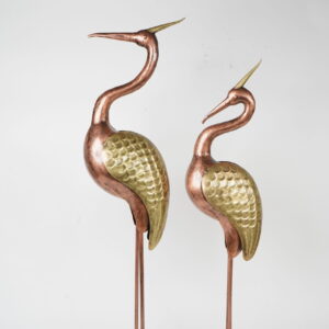 METAL CRANE W/ CROWN IN PAIR