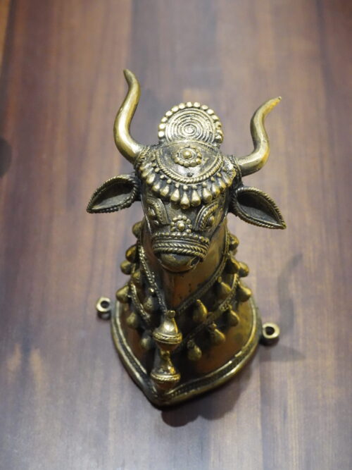 Brass Nandi Head Sculpture