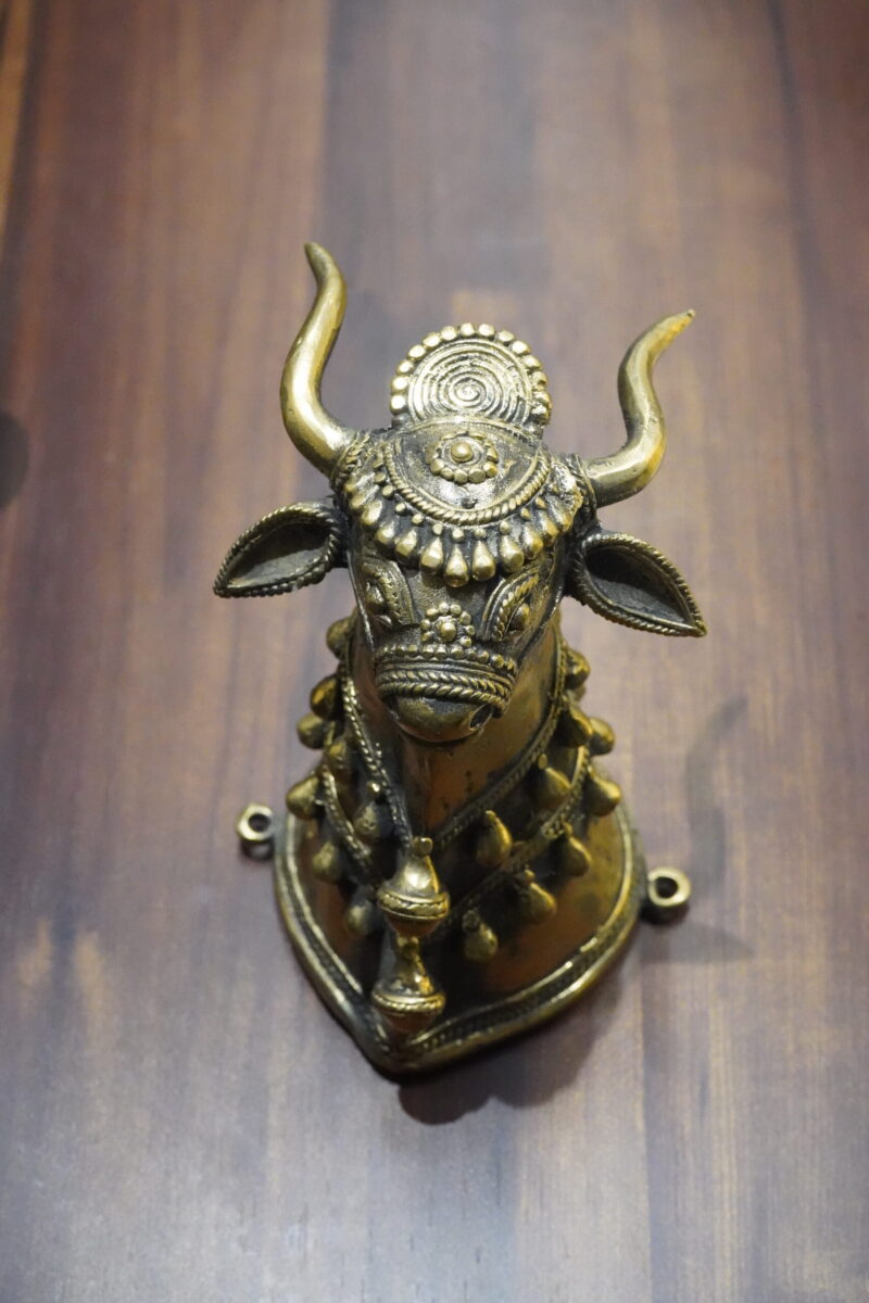 Brass Nandi Head Sculpture