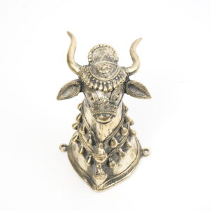 Brass Nandi Head Sculpture