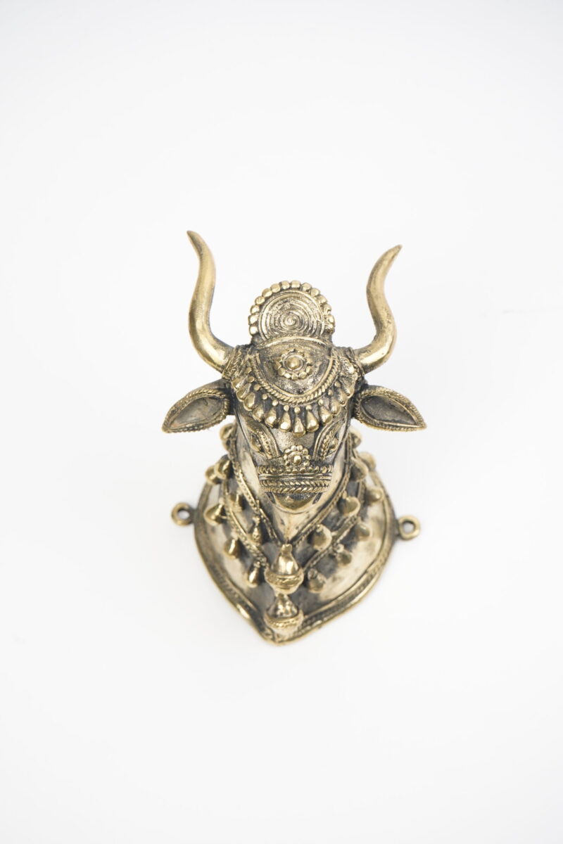 Brass Nandi Head Sculpture