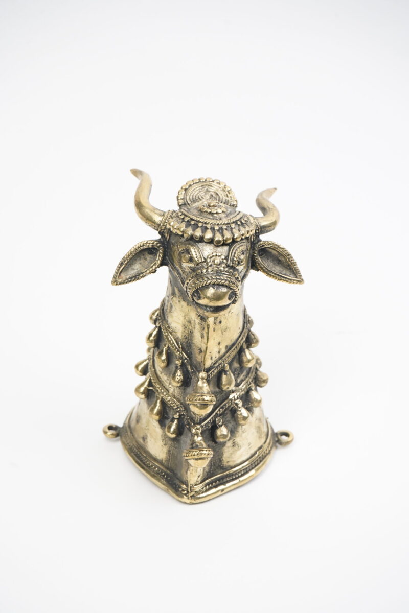 Brass Nandi Head Sculpture