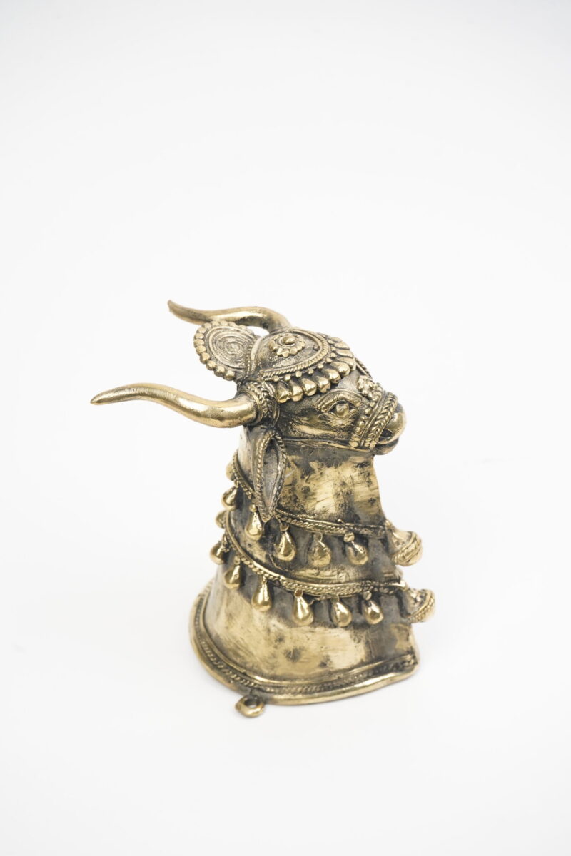 Brass Nandi Head Sculpture
