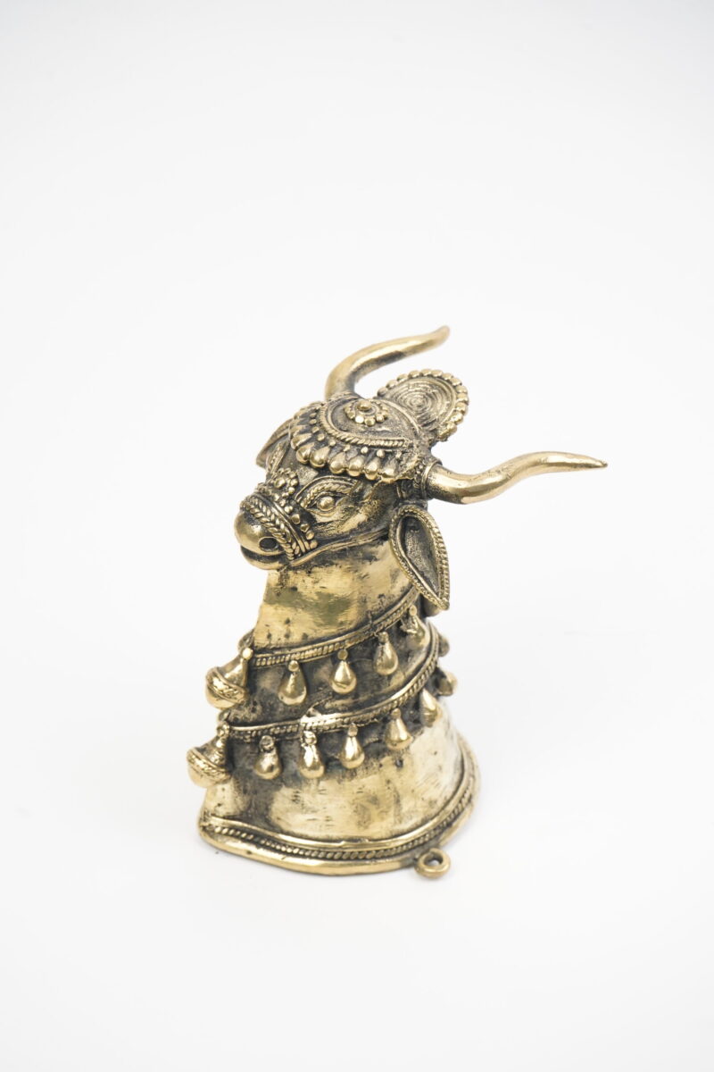 Brass Nandi Head Sculpture