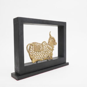Brass Nandi in Wooden Frame