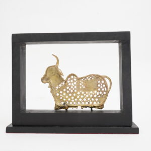 Brass Nandi in Wooden Frame