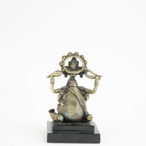 Handcrafted Dhokra Ganesha Idol on Wooden Base