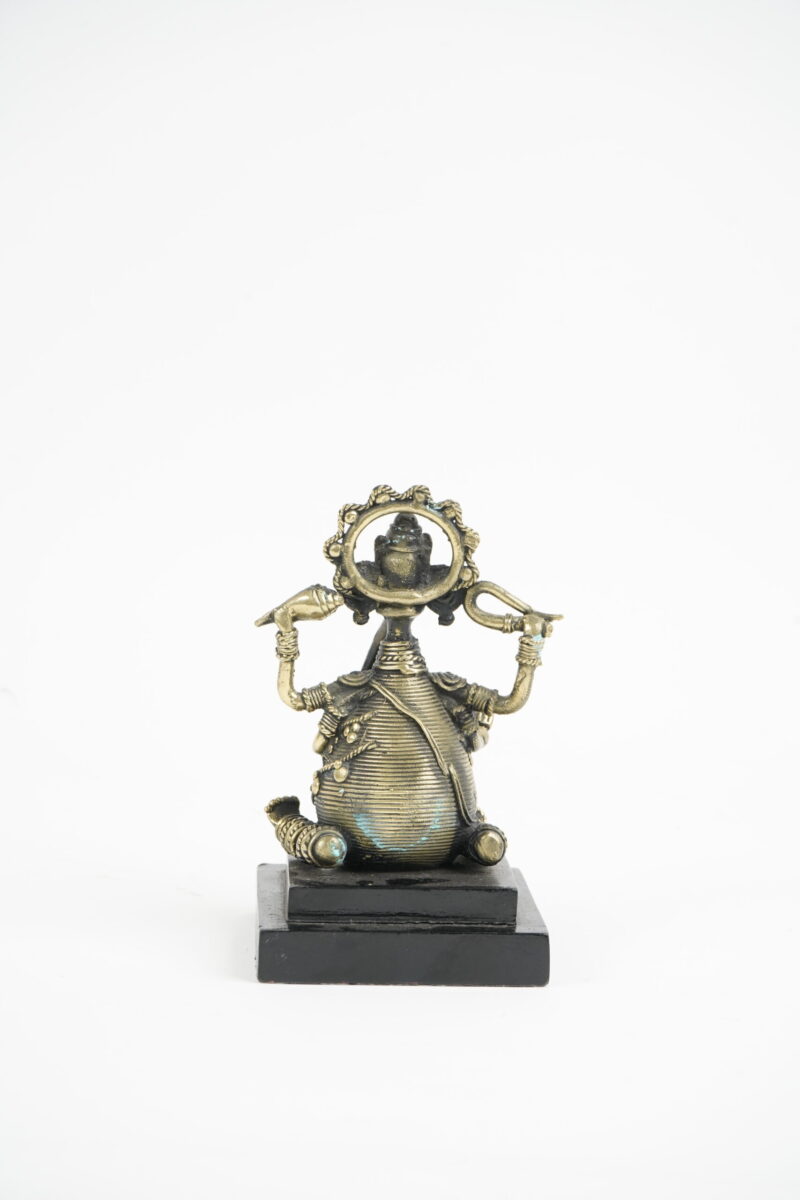 Handcrafted Dhokra Ganesha Idol on Wooden Base