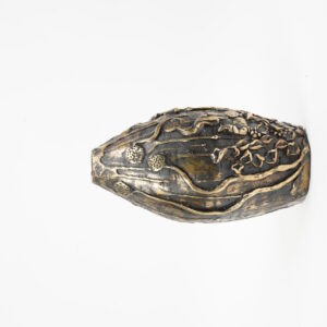 Antique Brass-Finish Embossed Metal Vase