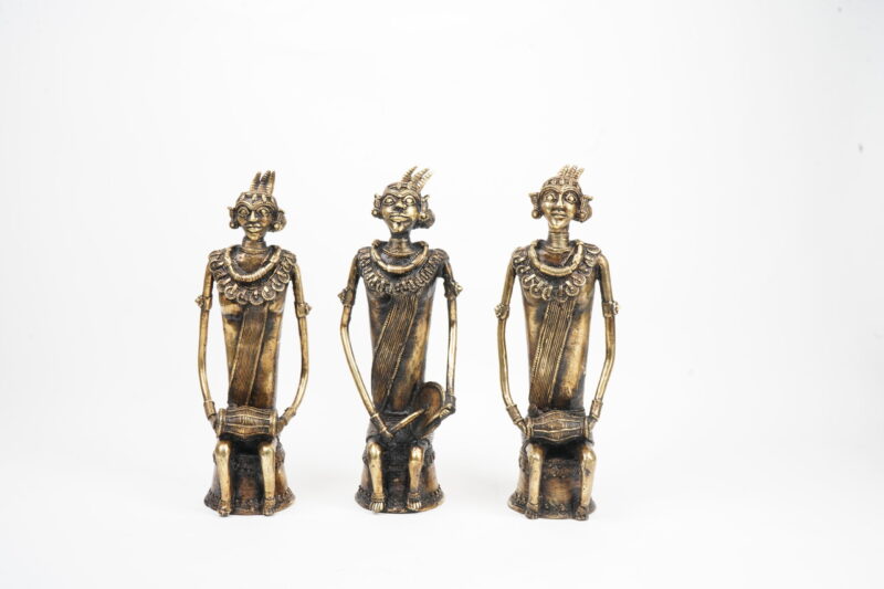 Dhokra Brass Tribal Musician Figurines