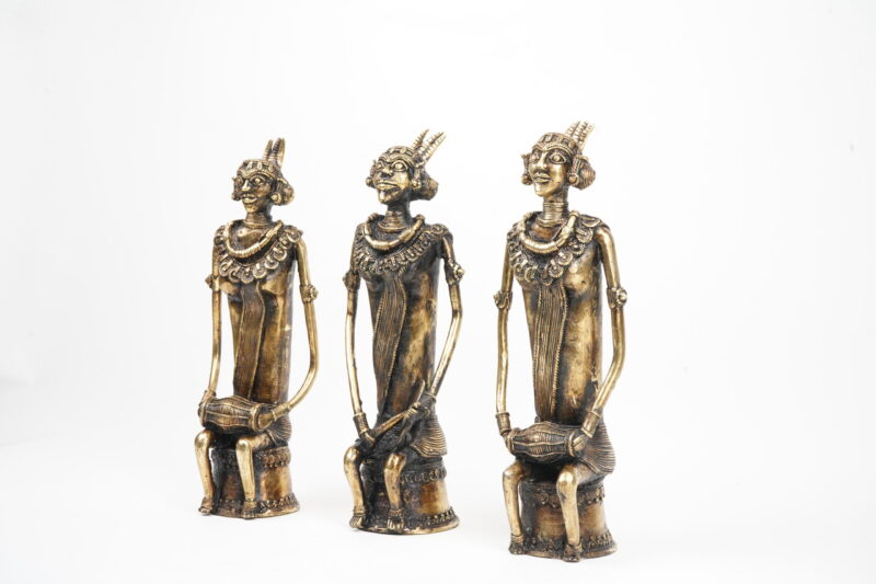 Dhokra Brass Tribal Musician Figurines