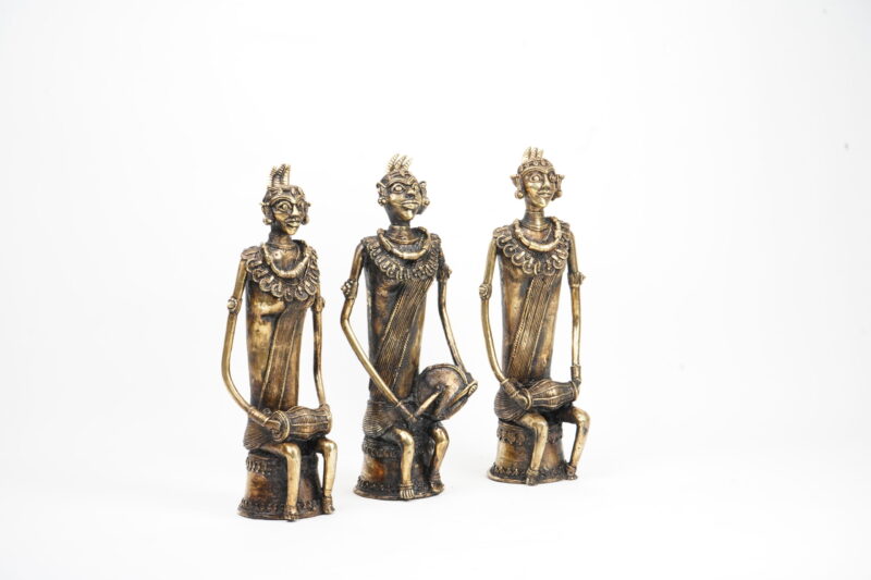 Dhokra Brass Tribal Musician Figurines