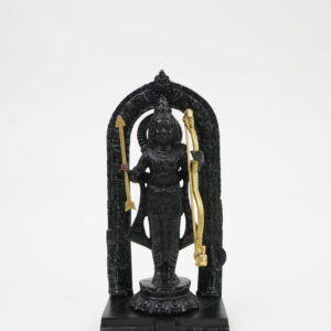 Lord Murugan Black Stone-Finish Idol with Prabhavali