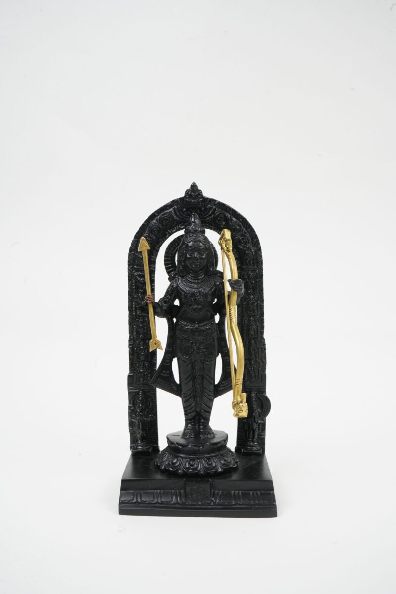 Lord Murugan Black Stone-Finish Idol with Prabhavali