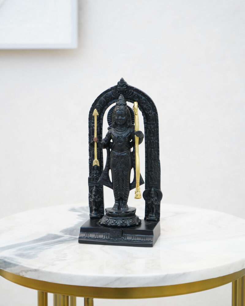 Lord Murugan Black Stone-Finish Idol with Prabhavali