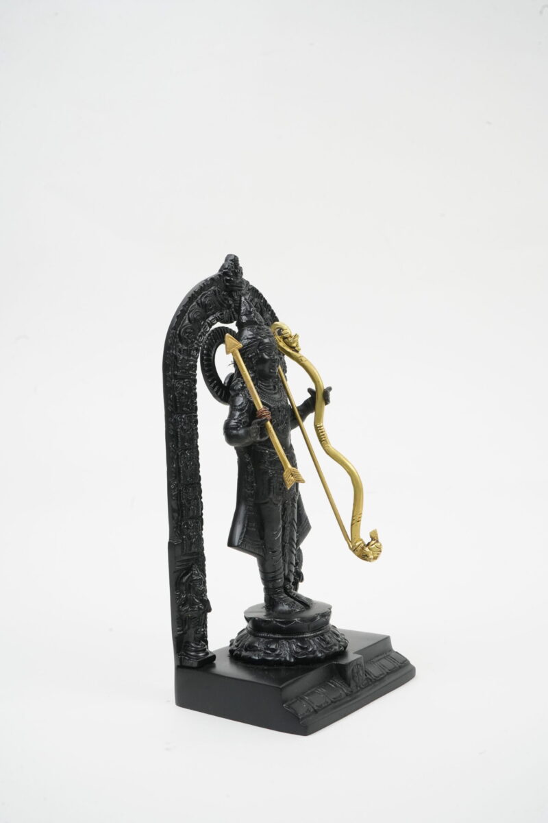 Lord Murugan Black Stone-Finish Idol with Prabhavali