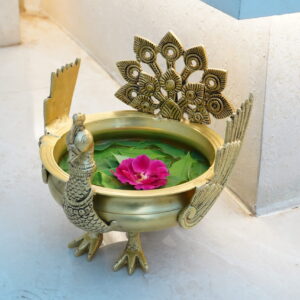 Royal Brass Peacock Urli Bowl